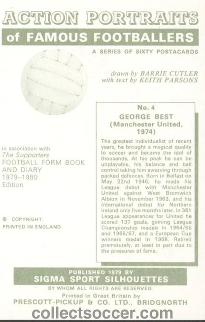 Original Sigma Sport Card George Best Manchester United Mint Condition - Collect Soccer