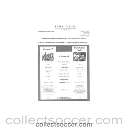 Philadelphia Eagles v Chelsea Compare the Fans sheet of a match played in Philadelphia black & white