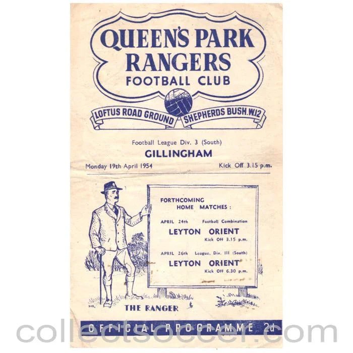 1953 Queen's Park Rangers v Gillingham Football Programme - Collect Soccer