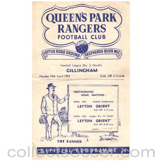 1953 Queen's Park Rangers v Gillingham Football Programme - Collect Soccer