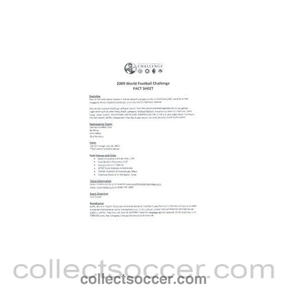 Set of teamsheets and press releases for Club America v Chelsea and Inter Milan V Chelsea both matches played in the USA - Collect Soccer