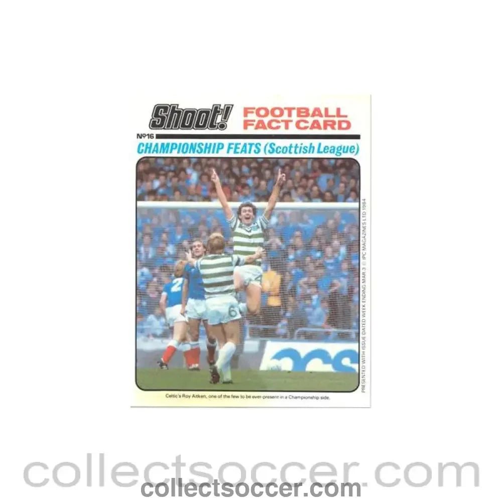 Shoot! produced card titeled Championship Feats Scottish League - Collect Soccer