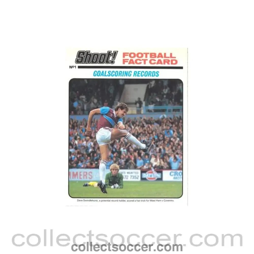 Shoot! produced card titeled Goalscoring Records - Collect Soccer