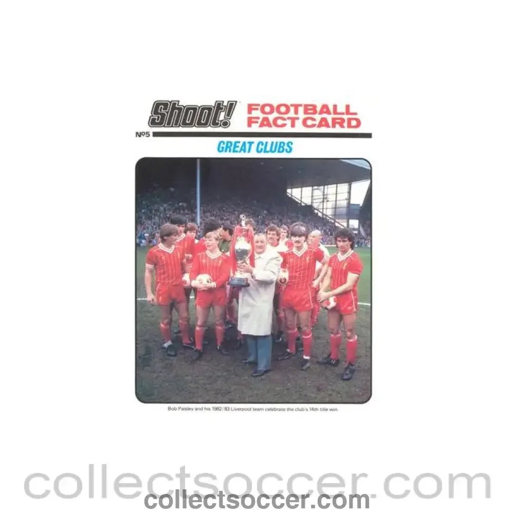 Shoot! produced card titeled Great Clubs - Collect Soccer