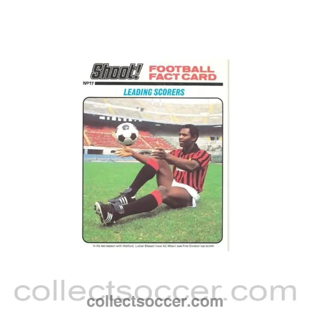 Shoot! produced card titeled Leading Scorers - Collect Soccer