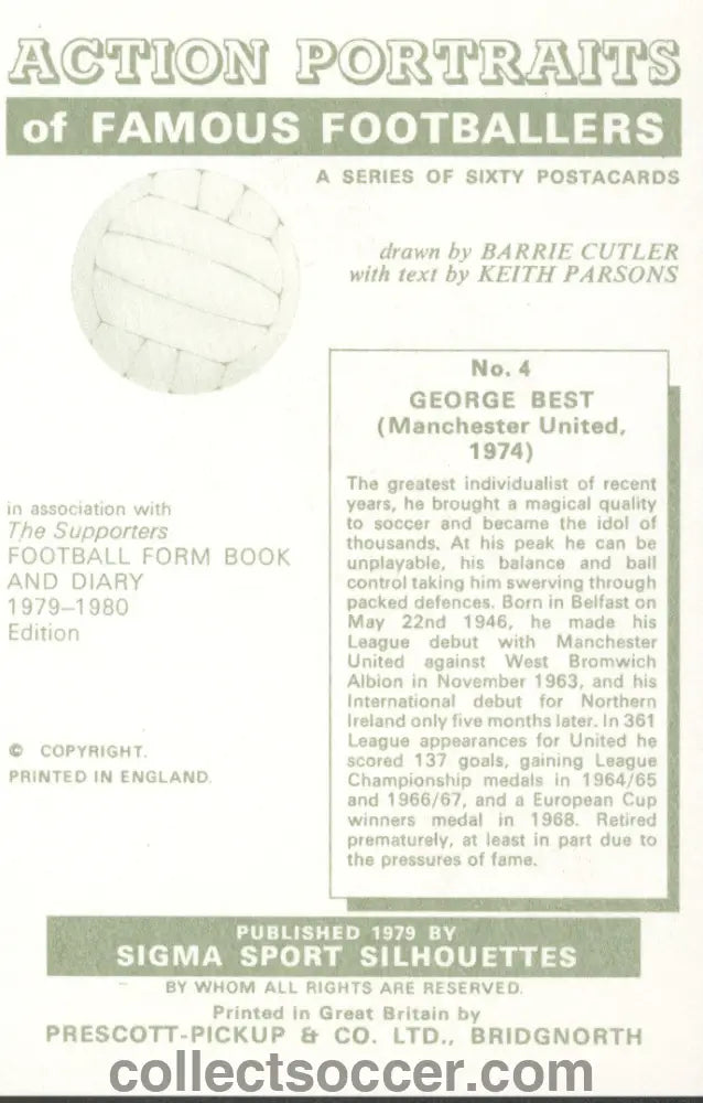Sigma Sport Card George Best Manchester United Mint Condition