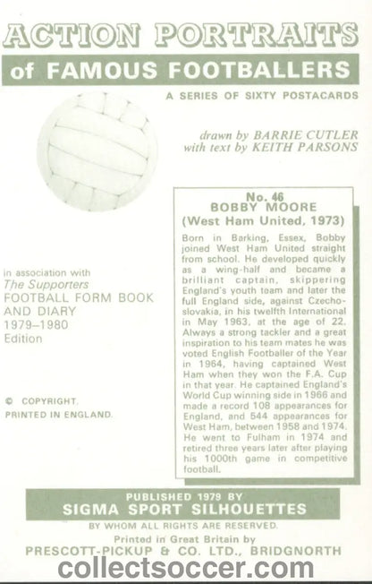 Sigma Sports Card Bobby Moore West Ham United Mint Condition