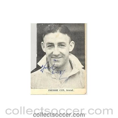 Signed Newspaper Cutting Photograph Freddie Cox of Arsenal - Collect Soccer
