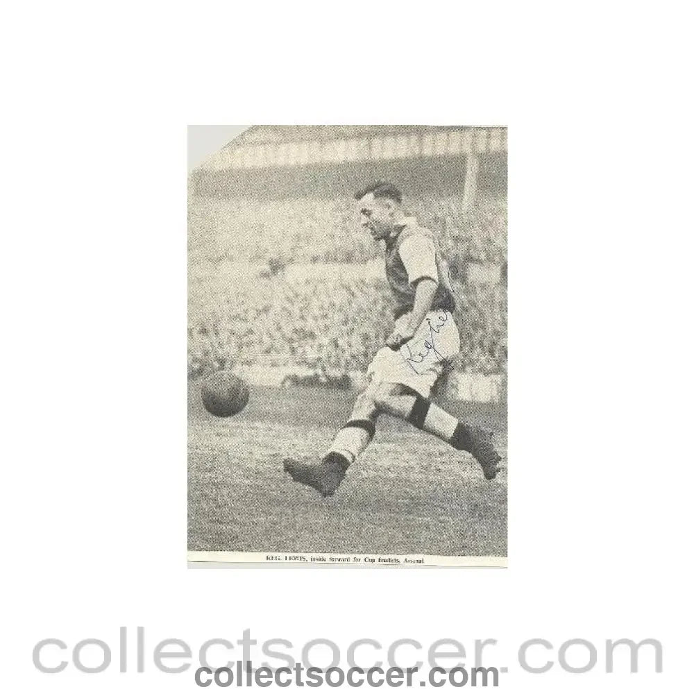 Signed Newspaper Cutting Photograph Reg. Lewis - inside forward of Cup finalist Arsenal - Collect Soccer