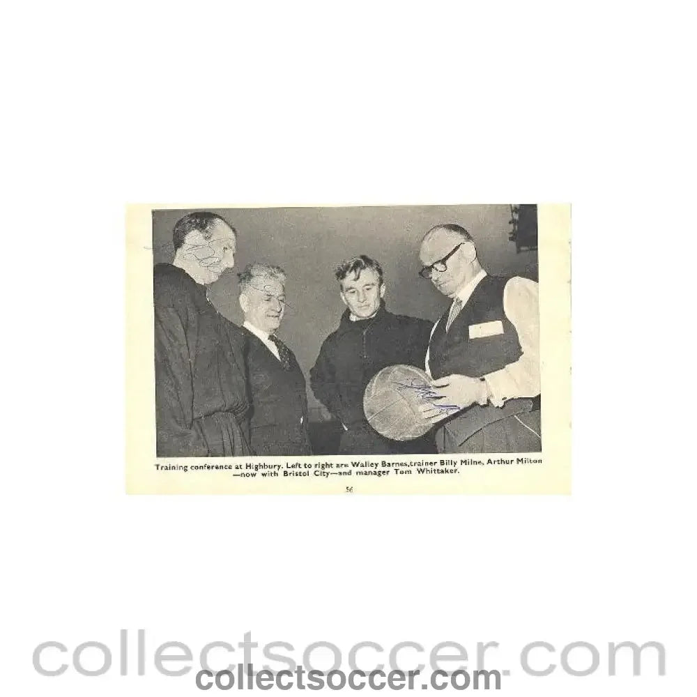 Signed Newspaper Cutting Photograph Walley Barnes trainer Billy Milne Arthur Milton of Bristol City and manager Tom