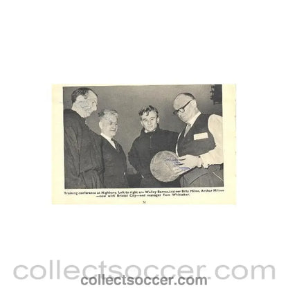 Signed Newspaper Cutting Photograph Walley Barnes trainer Billy Milne Arthur Milton of Bristol City and manager Tom