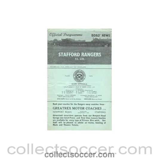 Stafford Rangers v Altricham official programme of an unknown season - Collect Soccer