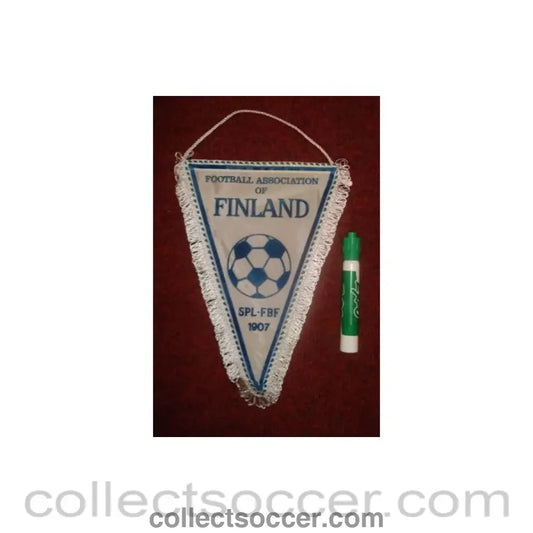 The Finlandl Football Association Pennant once property of the football referee Neil Midgley