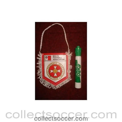 The Malta Football Association small Pennant once property of the football referee Neil Midgley - Collect Soccer