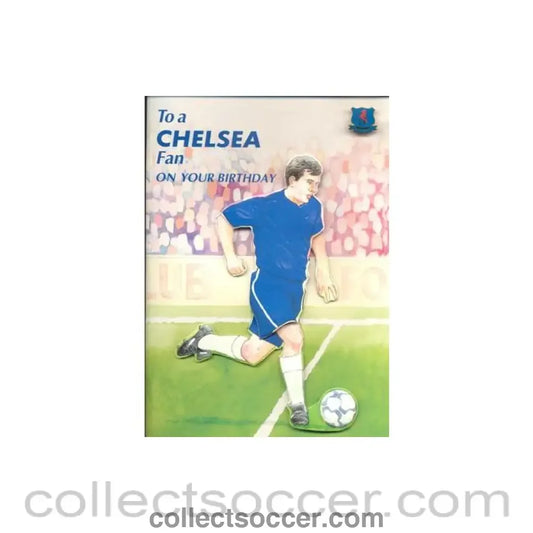 To a Chelsea Fan on Your Birthday greetings card with a badge