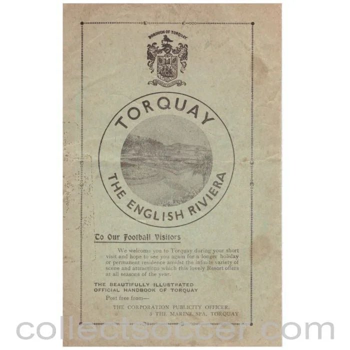 1939 - Torquay United v Walsall 30/08/1939 Official Football Programme - Collect Soccer