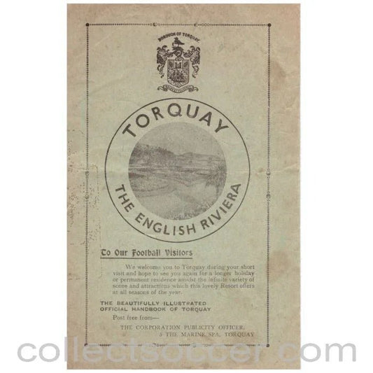 1939 - Torquay United v Walsall 30/08/1939 Official Football Programme - Collect Soccer