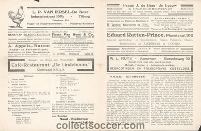 TSV NOAD FC Tilburg v PSV Eindhoven 4/2/1928 Football Programme