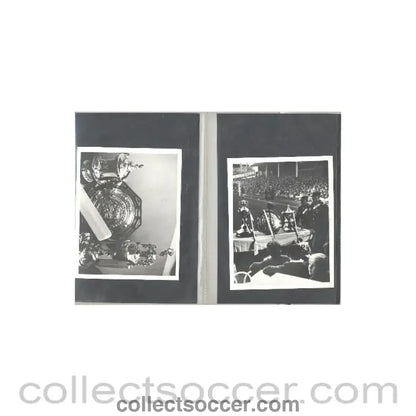Two photographs of football trophies in a folder - Collect Soccer