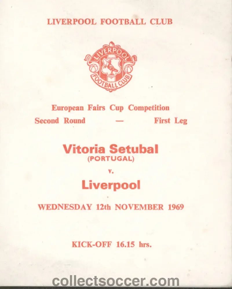 Very Rare Liverpool Player Itinerary Vitoria Setubal v Liverpool 1969 - Collect Soccer