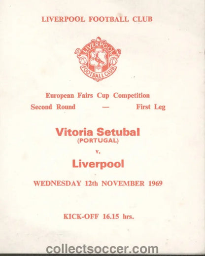 Very Rare Liverpool Player Itinerary Vitoria Setubal v Liverpool 1969 - Collect Soccer