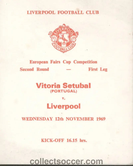Very Rare Liverpool Player Itinerary Vitoria Setubal v Liverpool 1969 - Collect Soccer