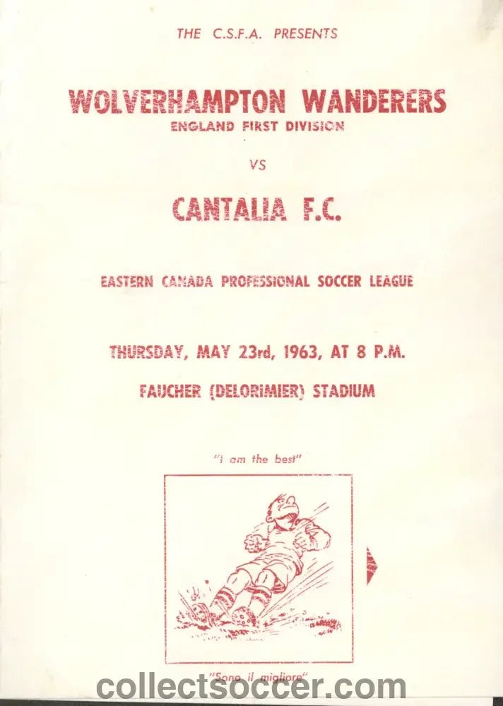 Wolverhampton Wanderers v Cantalia FC 23/5/1963 Programme - Collect Soccer