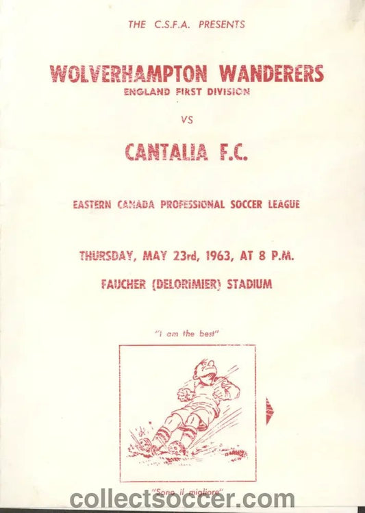 Wolverhampton Wanderers v Cantalia FC 23/5/1963 Programme - Collect Soccer