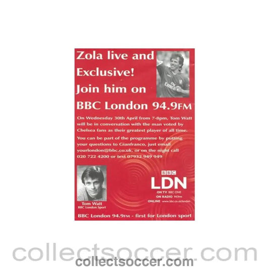 Zola live and exclusive on BBC London - Collect Soccer