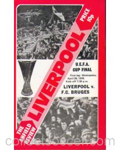 1976 UEFA Cup Final Official Programme Liverpool v Bruges