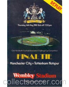 1981 FA Cup Final Programme Replay Manchester City v Tottenham Hotspur