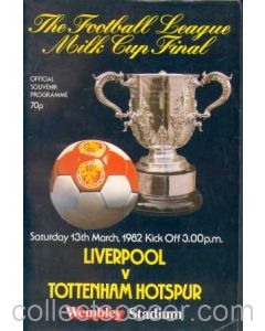 1982 League Cup Final Programme Liverpool v Tottenham Hotspur