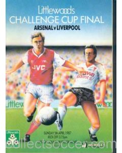 1987 League Cup Final Progarmme Arsenal v Liverpool
