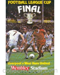 1981 League Cup Final Programme Liverpool v West Ham United