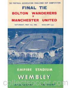 1958 FA Cup Final Programme Bolton Wanderers v Manchester United