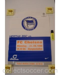 Hertha Berlin v Chelsea poster 21/09/1999 Champions League