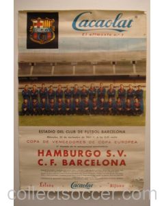 Barcelona v Hamburg poster 20/11/1963 European Cup Winners Cup