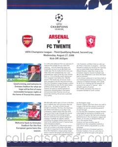 Arsenal v FC Twente press pack 27/08/2008