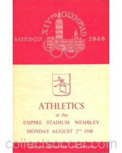 1948 XIVth Olympiad London Empire Stadium Wembley official programme 02/08/1948