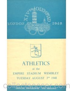 1948 XIVth Olympiad London Empire Stadium Wembley official programme 03/08/1948