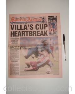 Sports Argus newspaper of 20/05/2000, covering 2000 F.A. Cup final Aston Villa v Chelsea