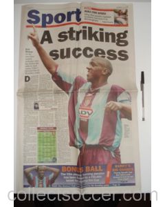 The Birmingham Post Sport newspaper of 20/05/2000, covering 2000 F.A. Cup final Aston Villa v Chelsea