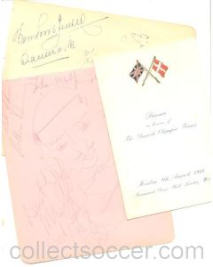 1948 Olympics Menu of dinner in honour of the Danish Team, autographed by four members with two loose album pages with further autographs