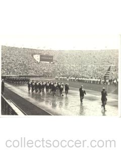 1952 XVth Olympiad Helsinki, Finland official postcard featuring the group of the USA at the Opening Ceremony
