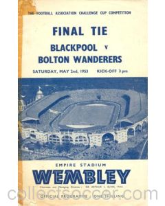 1953 FA Cup Final Programme Blackpool v Bolton tape to cover