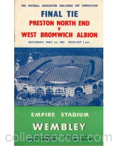 1954 FA Cup Final Programme Preston North End v West Bromwich Albion