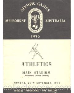 1956 XVIth Olympic Games 1956 in Melbourne programme 26/11/1956