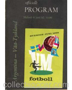 1958 World Cup Programme Germany V Argentina Programme
