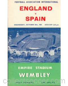 1960 England V Spain Programme 26/10/1960