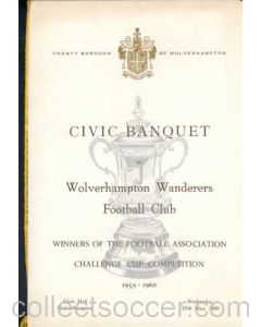1960 Wolverhampton Wanderers v Blackburn Rovers menu with Seating Arrangements 07/05/1960